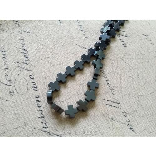 10MM 38PCS Cross Natural Hematite Black Bead Loose Strands Semi-precious Jewelry Beads