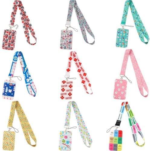20pcs/lot BH1587 Blinghero Cartoon Medical Theme Neck Strap Lanyard For Key Card Phone Badge Card Holder Hanging Rope For Doctor