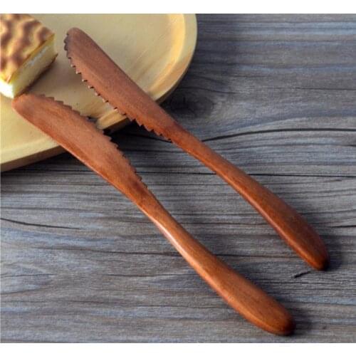 2017 Japanese style fruit cake butter knife Zigzag wooden cheese knife Pure woold green and healthy tableware
