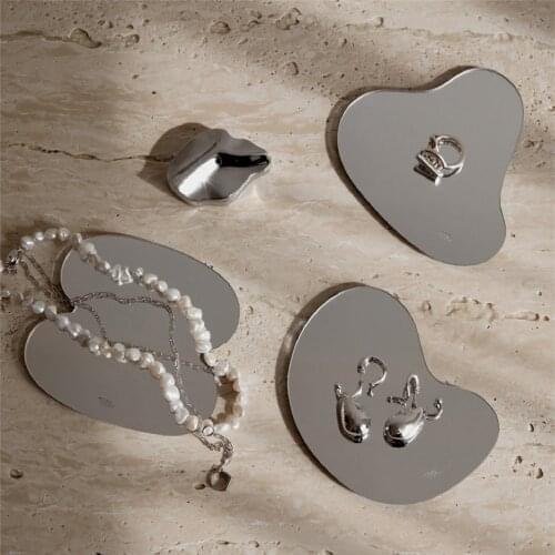 3pcs/set Irregular Acrylic Mirror Tray Reflective Decorative Plate For Jewelry Perfume Cosmetics Kitchen Coffee Tea Coaster