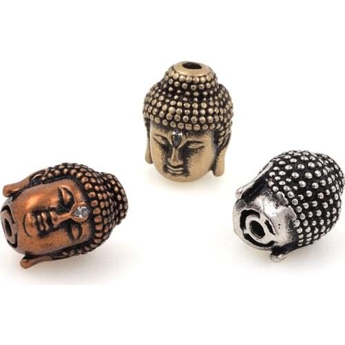 3D Buddha Head Antique Spacer Beads For Bracelets Necklaces Jewelry Making Accessories 13.7x10.5x10.5MM