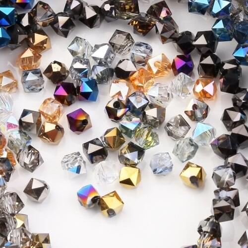 95pcs Jewelry Making Findings Needlework 4mm Czech Glass Square Beads Handmade Crystal Cube Pendant DIY Womems Accessories