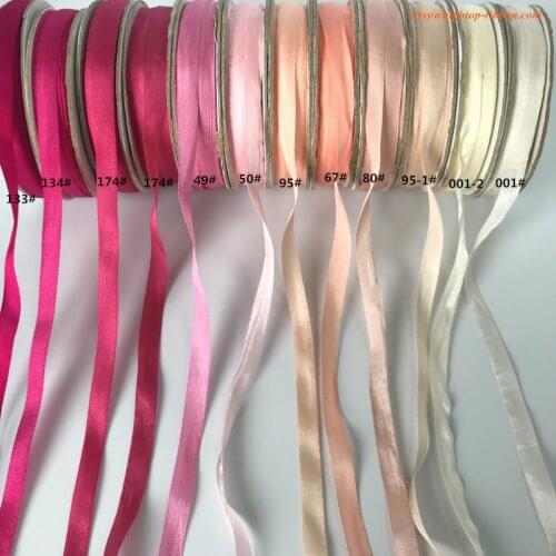 7mm 10mts to 50mts per roll 100% pure natural silk satin taffeta ribbon solid color for embroidery designs,free shipping