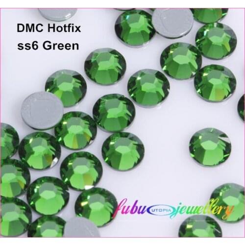 Free Shipping! 1440pcs/Lot, ss6 (1.9-2.1mm) High Quality DMC Green Iron On Rhinestones / Hot fix Rhinestones