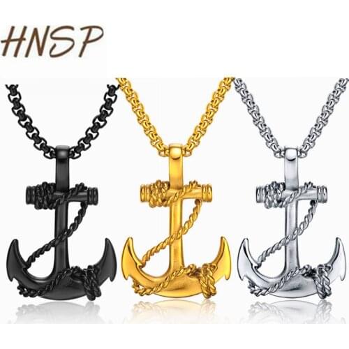 HNSP Punk Anchor Pendant Necklace For Men