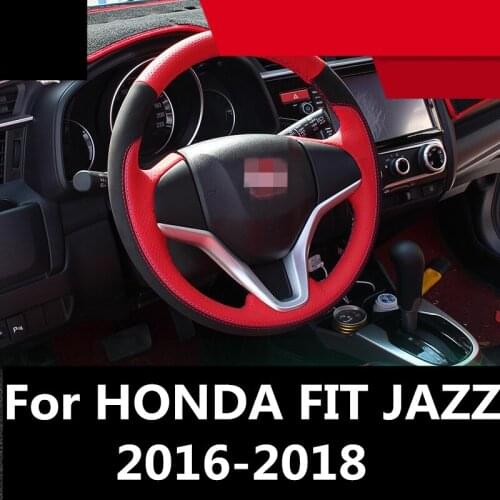 Steering Wheel Covers soft Leather braid on the steering-wheel of Car Interior car accessories For HONDA FIT JAZZ 2016-2018