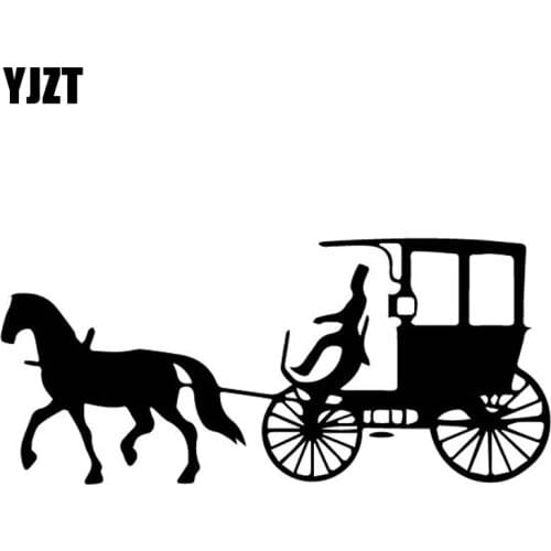 YJZT 17.8CM*8CM Interesting Riding Horse Carriage Comfortable Vinyl Decal Dazzling Car Sticker Nice Black/Silver C27-1058