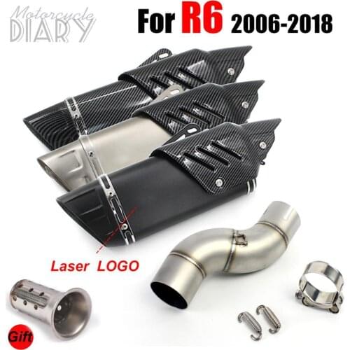 For YAMAHA YZF R6 2006-2018 AK Akrap Motorcycle Exhaust Racing Middle Link Pipe DB killer Escape Moto Modified Muffler Silencer