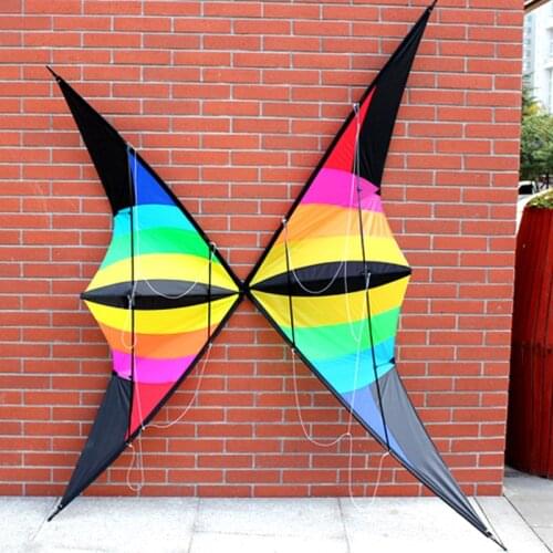 Out Door Sport 1.8/2.2 m Power Stunt Kite Dual Line Rainbow Triangle Kite Good Flying With Handle And Line