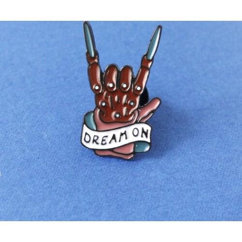 DREAM ON'Brooch Terror Movie Freddy Krueger Zombie Hand nightmare on elm street Enamel Pins Dark Evil Hand Pin Badge Gothic
