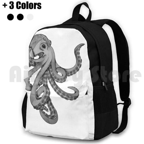 Fantasy Octopus Outdoor Hiking Backpack Waterproof Camping Travel Fantasy Octopus Squid Ocean Space Mystical Myth Mythical Pen