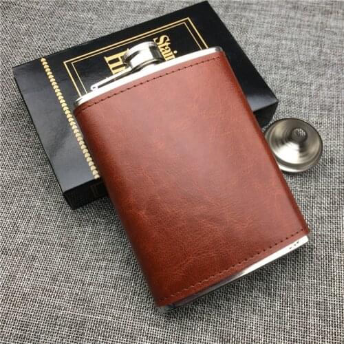 8 OZ Hip Flask Stainless Steel Pu Leather Covered Flask Canteen Liquid Vodka Alcohol Whisky Portable Bottle Travelling Equipment
