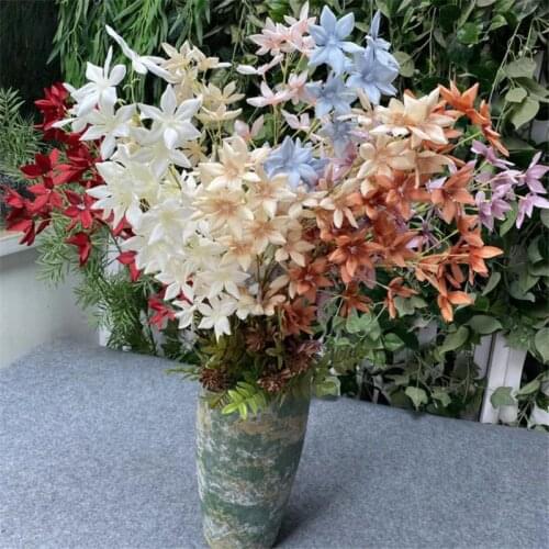 5Pcs Fake Long Stem Freesia (2 Stems/Piece) 37" Length Simulation Autumn Calamus for Wedding Home Decorative Artificial Flowers