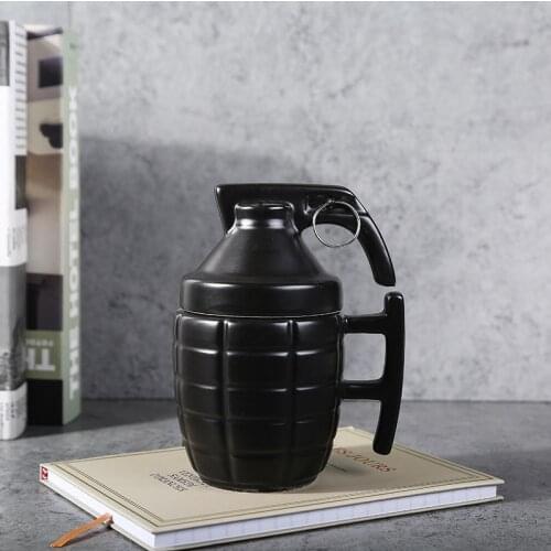 New style grenade ceramic mug with lid, military grenade weapon shape coffee mug