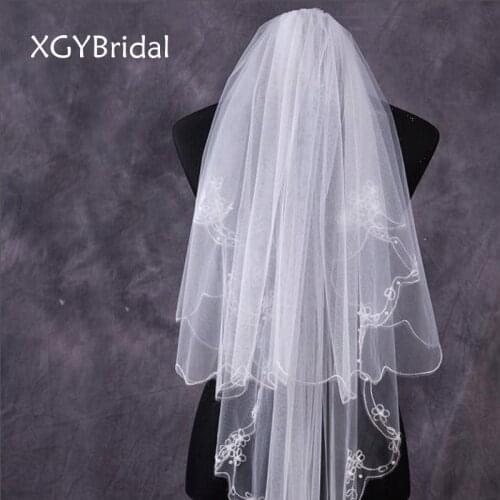 Short Double Layer Bridal Veils 2021 New Corrugated Edge Pure Yarn Beaded Wedding Veil White/Ivory Wedding Accessories