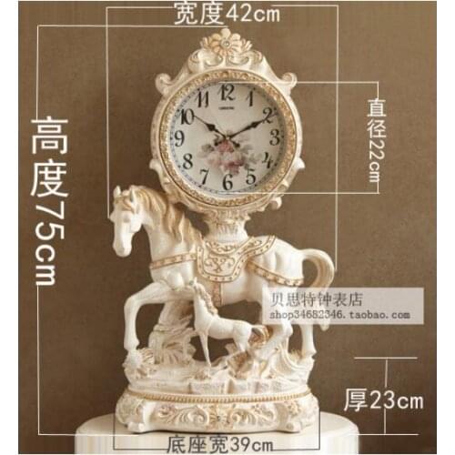 Retro bells fashion creative station clock horse decoration art mute bell