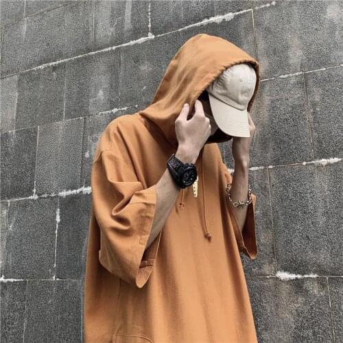 Male Streetwear Oversize T-Shirts 2021 Clothes Men Hooded Hip Hop Tshirts Tee Mens Summer Fashion Causal Tshirt
