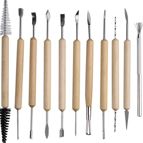 11Pcs DIY Clay Sculpting Kit Polymer Shapers Modeling Carved Tool Sculpt Smoothing Wax Carving Pottery Ceramic Tools Supplies