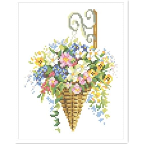 Flower pendant cross stitch kits blooms package 18ct 14ct 11ct cloth silk cotton thread embroidery DIY handmade needlework