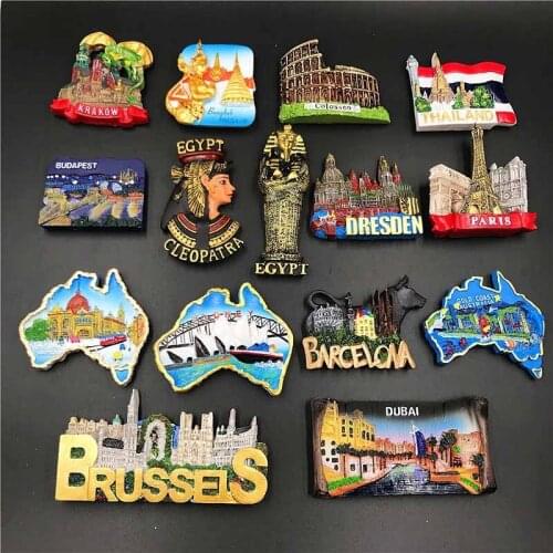 National 3D Fridge Stickers Tourism Souvenirs Cleopatra Dubai Thailand Rome Home Decor Gifts Resin Magnetic Refrigerator Magnet