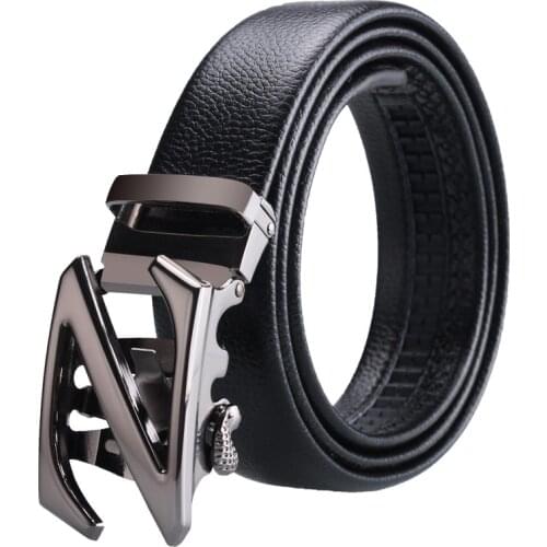 New wild men PU leather belt alloy automatic buckle large Z letter belt mens casual pants accessories with lychee black belt