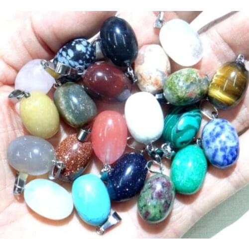 New Natural stone Turquoises Quartz Crystal opal lapis tiger eye bead pendant for diy Jewelry making necklace Accessories24Pc