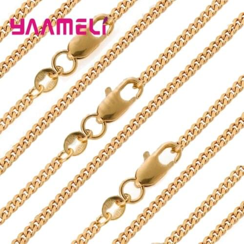 Wholesale 10PCS Necklace Chain 16-30" Yellow Gold Filled Chain Flat Curb Necklace Sets Of Pendant Mens Jewelry Gift