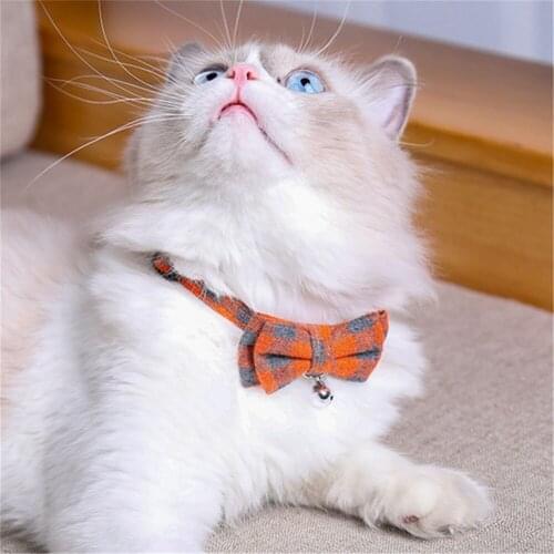 Cat Plaid Pattern Collar With Bell Kitty Pet Supplies Harness Puppy Kitten Leash Necklace Cute Quick Release Safe Dog Accessory
