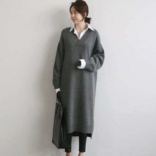 Warm Sweater Women Autumn Dress Winter Long Sweater Knitted Dresses Long loose Maxi Oversize Lady Dresses Bodycon Robe Vestidos