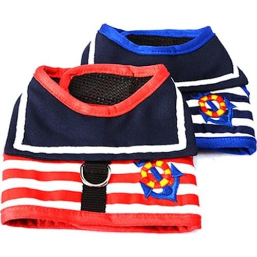 Personalised Navy Style Striped Dog Leash Set Leash Vest Chest Harness Cat Puppy Chihuahua Dog Accesories Pet Supplies