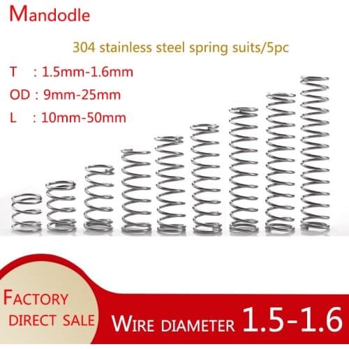 304 stainless steel compression spring Spring steel 1.5 mm to 1.6 mm in diameter Industrial maintenance tools spiral sprin 10pcs