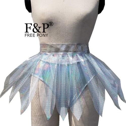Handmade Plus Size Clothes Holographic Clear PVC Vinyl Tutu Skirt Drag Queen Costume Burning Man Festival Rave Pole Dance Bottom