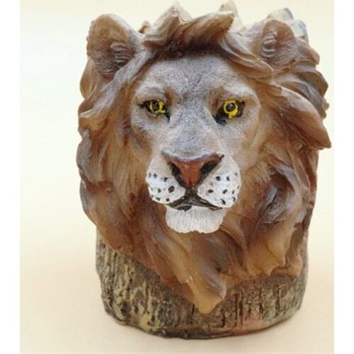 Handmade craft Environmental Protection Resin Lion Pen Container, Pen Holder