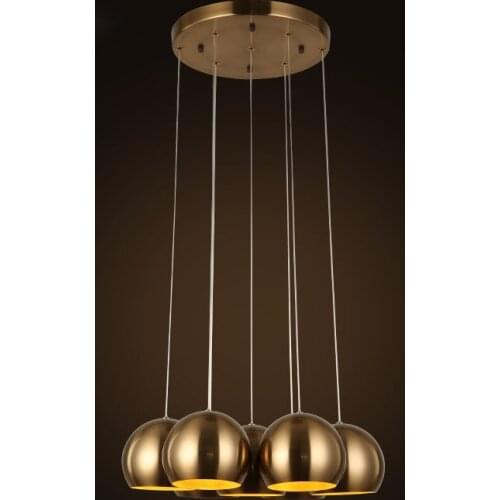 Nordic retro restaurant chandelier creative personality wrought iron ball bronze decorative lamp clothing store cafe lights