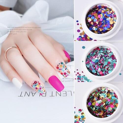 Mixed Color 3D Ultrathin Sequins Nail Glitter Flakes Sparkly Round Slice Paillette Nail Art Sequins Decals Dazzling Decorations