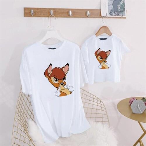 Angry Bambi Family Matching Outfits Funny Disney Family T Shirts Cartoon Print Family Looking Matching T-shirts Tops