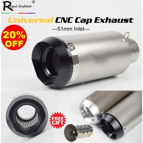 51mm Universal Motorcycle Exhaust Muffler Pipe Escape Moto With DB Killer Scooter for Yamaha Nmax Xmax 125 Msx125 Z250 R6 Fz6n