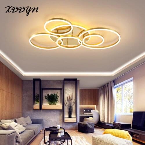 XDDYN Gold/coffee/white frame ceiling light for living room dining room circle ring ceiling lamp lighting fixtures dimmable