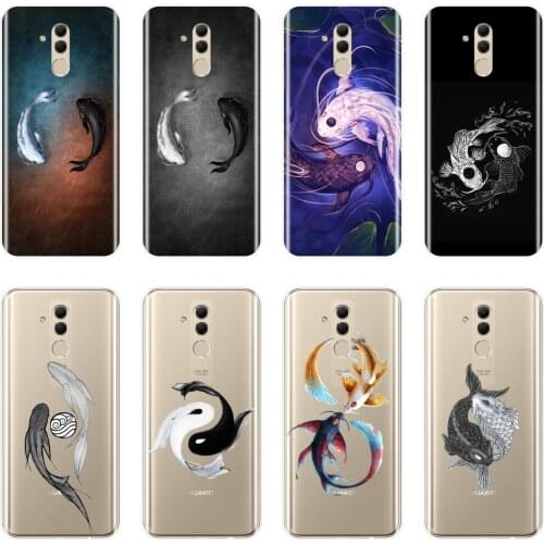 Back Cover For Huawei Mate 20 10 9 Pro Black White Fish Aesthetic Silicone Soft Phone Case For Huawei Mate 7 8 9 10 20 Lite Case