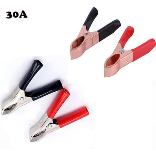 Crocodile Clamps 30A Red Black clips 72/75mm Alligator Clip Handle Cable Lead Testing Battery Test Lead High Quality Clamp