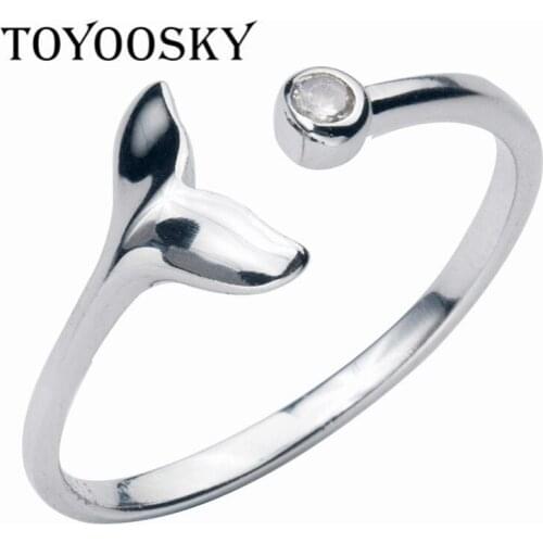 100% 925 Sterling Silver Fashion Women Mermaid Tail Cuff Rings for Girls Sterling Silver Mermaid Tear Jewelry Gifts