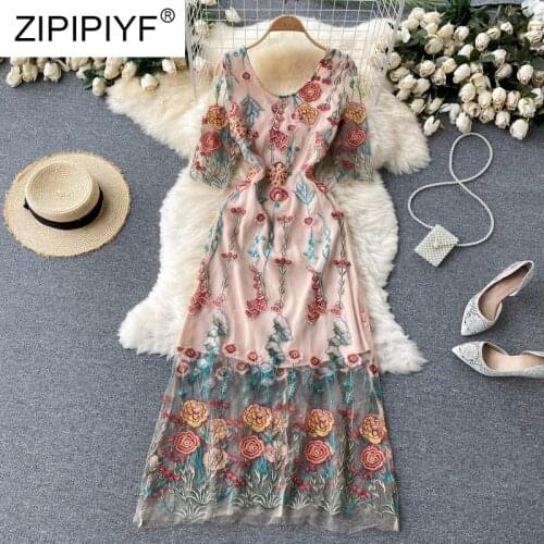 New 2021 Womens Summer Elegant Party Dress Short sleeve Belt Floral print Runway Vintage Mini Dress Vestidos D032