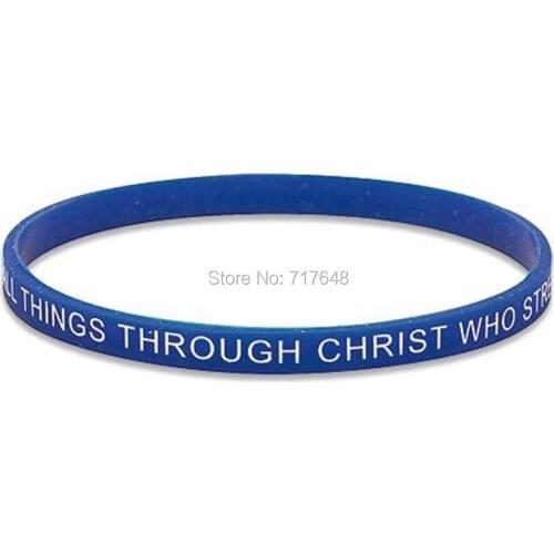 100pcs Philippians 4:13 I Can Do All Things Through Christ thin wristband silicone bracelets free shipping by epacket A