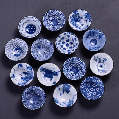 2pcs/set Blue and White Porcelain Tea Cup Retro Chinese Style Tea Bowl Kungfu Tea Cups Kitchen Teawware Drinking Tool