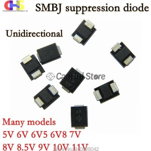 20pcs 600W SMB DO-214AA TVS Unidirectional DIODE SMBJ5A SMBJ6A SMBJ6.8A SMBJ7A SMBJ8A SMBJ8.5A SMBJ9A SMBJ10A SMBJ11A