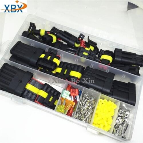 216Pcs/Box Waterproof Automotive Wire Connector Plug 1P 2P 3P 5P6P With Fuse Electrical Equipment Female Male Way AMP Super Seal