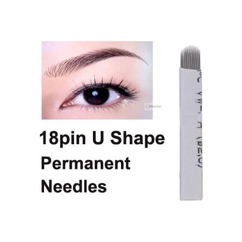 30pcs U 18pin Permanent Makeup needle tattoo manual pen blades 3d eyebrow microblading