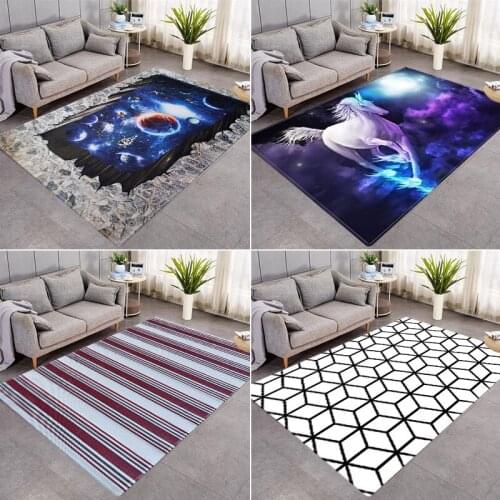 3D Galaxy Space Stars Carpets For Living Room Bedroom Area Rugs Coffee Table Sofa Anti-slip Floor Mat Washable Home Large Carpet