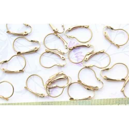 400pcs Brass Earring Findings.Gold plating Leverback french Blank Earrings - 14x20mm