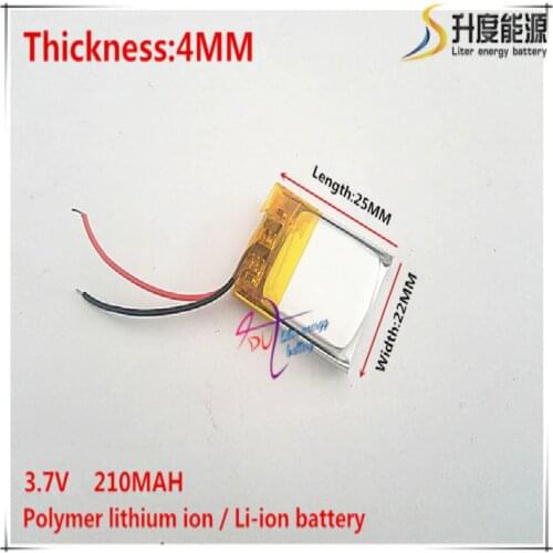 402225 3.7V,210mAH 422225 402025 PLIB; polymer lithium ion / Li-ion battery for GPS,mp3,mp4,mp5,dvd,bluetooth,model toy